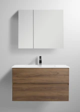 Blossom Assisi 36" Wall Hung Vanity With Ceramic Sink - Brown Walnut - V8036 36 11 C