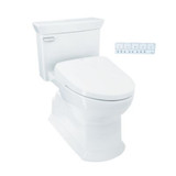 TOTO® WASHLET®+ Eco Soirée® Elongated 1.28 GPF Universal Height Toilet with S7 Bidet Seat, Contemporary Lid, Cotton White - MW9644726CEFG#01