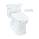 TOTO® WASHLET®+ Eco Soirée® Elongated 1.28 GPF Universal Height Toilet with Auto Flush S7 Bidet Seat, Contemporary Lid, Cotton White - MW9644726CEFGA#01