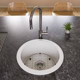 ALFI White Round 18" x 18" Undermount / Drop In Fireclay Bar / Prep Sink - ABF1818R-W