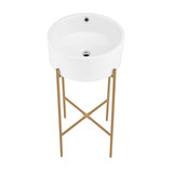 Swiss Madison SM-CS801BG Monaco 16.5" Round Console Sink - White Basin Brushed Gold Legs Swiss Madison SM-CS801BG Monaco 16.5" Round Console Sink - White Basin Brushed Gold Legs