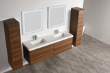 Blossom Assisi 72" Wall Hung Vanity With Acrylic Sink - Brown Walnut - V8036 72 11 A