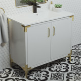 Swiss Madison SM-BV320 Voltaire 36" Single, Bathroom Vanity in White with Gold Hardware With Sink