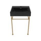 Swiss Madison SM-CS751BG Claire 24 Ceramic Console Sink - Matte Black Basin Sink Brushed Gold Legs