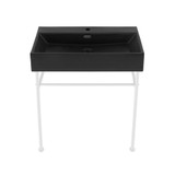 Swiss Madison SM-CS792 Claire 30 Ceramic Console Sink - Matte Black Basin Sink Matte White Legs Swiss Madison SM-CS792 Claire 30 Ceramic Console Sink - Matte Black Basin Sink Matte White Legs