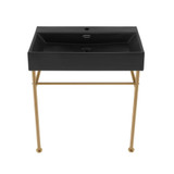 Swiss Madison SM-CS752BG Claire 30 Ceramic Console Sink - Matte Black Basin Sink Brushed Gold Legs