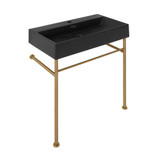 Swiss Madison SM-CS752BG Claire 30 Ceramic Console Sink - Matte Black Basin Sink Brushed Gold Legs
