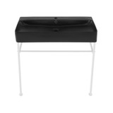 Swiss Madison SM-CS793 Carre 36 Ceramic Console Sink - Matte Black Basin Sink Matte White Legs Swiss Madison SM-CS793 Carre 36 Ceramic Console Sink - Matte Black Basin Sink Matte White Legs