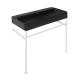 Swiss Madison SM-CS793 Carre 36 Ceramic Console Sink - Matte Black Basin Sink Matte White Legs Swiss Madison SM-CS793 Carre 36 Ceramic Console Sink - Matte Black Basin Sink Matte White Legs