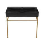 Swiss Madison SM-CS753BG Carre 36 Ceramic Console Sink - Matte Black Basin Sink Brushed Gold Legs