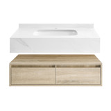Swiss Madison SM-BV701 Avancer 36" Wall-Mounted Bathroom Vanity - Calacatta and White Oak With Sink Swiss Madison SM-BV701 Avancer 36" Wall-Mounted Bathroom Vanity - Calacatta and White Oak With Sink