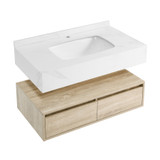 Swiss Madison SM-BV701 Avancer 36" Wall-Mounted Bathroom Vanity - Calacatta and White Oak With Sink Swiss Madison SM-BV701 Avancer 36" Wall-Mounted Bathroom Vanity - Calacatta and White Oak With Sink
