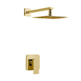 Swiss Madison SM-SH01BG Concorde Single-Handle 1 Spray 8" Wall Mounted Fixed Shower Faucet in Brushed Gold (Valve Included)