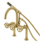 Kingston Brass Belknap 7-Inch Deck Mount Clawfoot Tub Faucet, Brushed Brass - AE8107RX