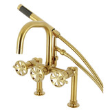 Kingston Brass Belknap 7-Inch Deck Mount Clawfoot Tub Faucet, Brushed Brass - AE8407RX