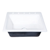 Kingston Brass Towne 25" Cast Iron Self-Rimming Single Bowl Drop-In Kitchen Sink, 5-Hole, White - GT252295