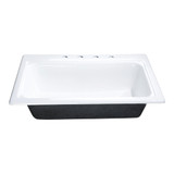 Kingston Brass Towne 33" Cast Iron Self-Rimming Single Bowl Drop-In Kitchen Sink, 4-Hole, White - GT332294