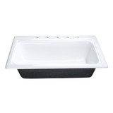 Kingston Brass Towne 33" Cast Iron Self-Rimming Single Bowl Drop-In Kitchen Sink, 5-Hole, White - GT332295