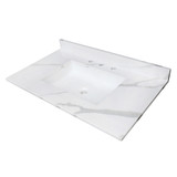Kingston Brass Montesquieu 37" Solid Surface Vanity Top & Sink, Calacatta Marble White/Glossy - KVPB3722L38SQ