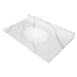 Kingston Brass Norbiton 37" Solid Surface Vanity Top & Sink, Calacatta Marble Glossy White - KVPB3722L38