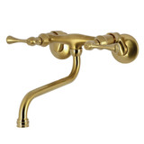 Kingston Brass Wall Mount Bathroom Faucet, Brushed Brass - KS315SB