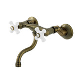 Kingston Brass Wall Mount Bathroom Faucet, Antique Brass - KS2113PX