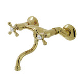 Kingston Brass Wall Mount Bathroom Faucet, Polished Brass - KS2112AX