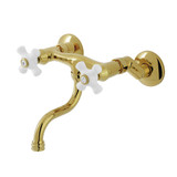 Kingston Brass Wall Mount Bathroom Faucet, Polished Brass - KS2112PX