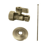 Kingston Brass Toilet Supply Kit, 5/8" OD x 3/8" OD Comp Straight Valve, Antique Brass - KF53353TKF20