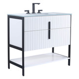 Fine Fixtures Serenity Vanity Cabinet 36" x 18" - Matte White With Black Hardware - SE36WH