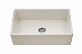 HamatUSA Chelsea 33" x 18" Apron-Front Fireclay Single Bowl Kitchen Sink, Biscuit - CHE-3318SA-BQ