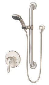 Symmons 9603-X-PLR-STN Origins Wall Mounted Slide Bar Handshower Unit with Handle - Satin Nickel