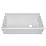 Whitehaus 36" Reversible Single Bowl Fireclay Sink Set with a Smooth Front Apron, Walnut Wood Cutting Board and Stainless Steel Grid - White - WHLW3619