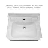 Whitehaus Victoriahaus console with integrated rectangular bowl with single hole drill, Matte Black leg support, interchangable towel bar, backsplash and overflow - WHV024-L33-1H-MB   