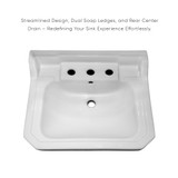 Whitehaus Victoriahaus console with integrated rectangular bowl with widespread hole drill, Matte Black leg support, interchangable towel bar, backsplash and overflow - WHV024-L33-3H-MB        