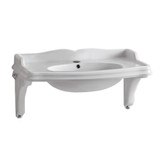 Whitehaus Isabella 40" Rectangular Wall Mount Sink with Integrated Oval Bowl and Ceramic Shelf Supports - White - AR874-MNSLEN-1H