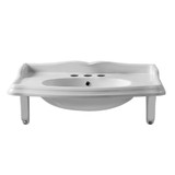 Whitehaus Isabella 40" Rectangular Wall Mount Sink with Integrated Oval Bowl and Ceramic Shelf Supports - White - AR874-MNSLEN-3H