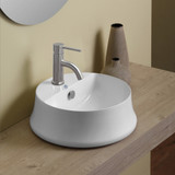 Whitehaus Britannia Round Above Mount Sink with Single Faucet Hole Drill - White - B-SH03