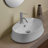 Whitehaus Britannia Oval Above Mount Sink with Single Faucet Hole Drill - White - B-SH05