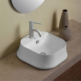 Whitehaus Britannia Square Above Mount Sink with Single Faucet Hole Drill - White - B-SH07