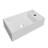 Whitehaus Britannia Rectangular Wall Mount Basin with No Overflow and Right Single Hole Drill - White - B-AG50