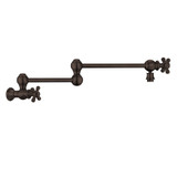 Whitehaus Vintage III Plus Wall Mount Retractable Swing Spout Pot Filler with Cross Handles - Oil Rubbed Bronze - WHKPFCR3-9550-NT-ORB