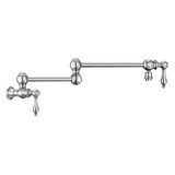 Whitehaus Vintage III Plus Wall Mount Retractable Swing Spout Pot Filler with Lever Handles - Polished Chrome - WHKPFLV3-9550-NT-C