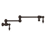 Whitehaus Vintage III Plus Wall Mount Retractable Swing Spout Pot Filler with Lever Handles - Oil Rubbed Bronze - WHKPFLV3-9550-NT-ORB