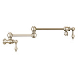 Whitehaus Vintage III Plus Wall Mount Retractable Swing Spout Pot Filler with Lever Handles - Polished Nickel - WHKPFLV3-9550-NT-PN