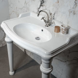 Whitehaus Isabella Collection 40" Rectangular Console Sink with integrated oval bowl, backsplash and ceramic leg support - White - AR874-GB001-1H