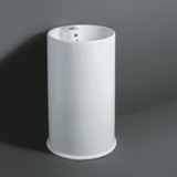Whitehaus Britannia Freestanding Cylindrical Shaped Bathroom Sink with Single Faucet Hole Drill - White - B-GTE