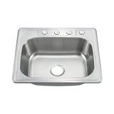 Oakland 25" x 22" x 8" Drop-In Top Mount Premium Stainless Steel Single Bowl Kitchen Sink, 4 holes - KST25228-4
