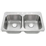 Oakland 33" x 19" x 6" Drop-In Top Mount Stainless Steel 50/50 Double Bowl Kitchen Sink - KST331966B-4