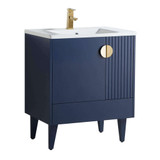Fine Fixtures Venezian Vanity Cabinet 30" Wide - Navy Blue With Satin Brass Handle - VN30NB